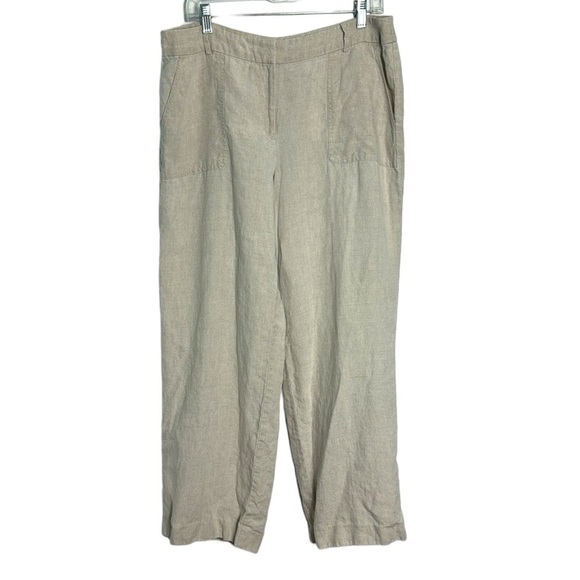 Talbots 100% Linen Tan Straight Leg Pants Trousers Size 12 - Picture 1 of 11